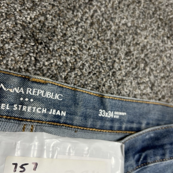 Banana Republic Jeans Mens 33x34 Blue Traveler Skinny Fit Mid Rise Stretch Denim - Picture 10 of 10